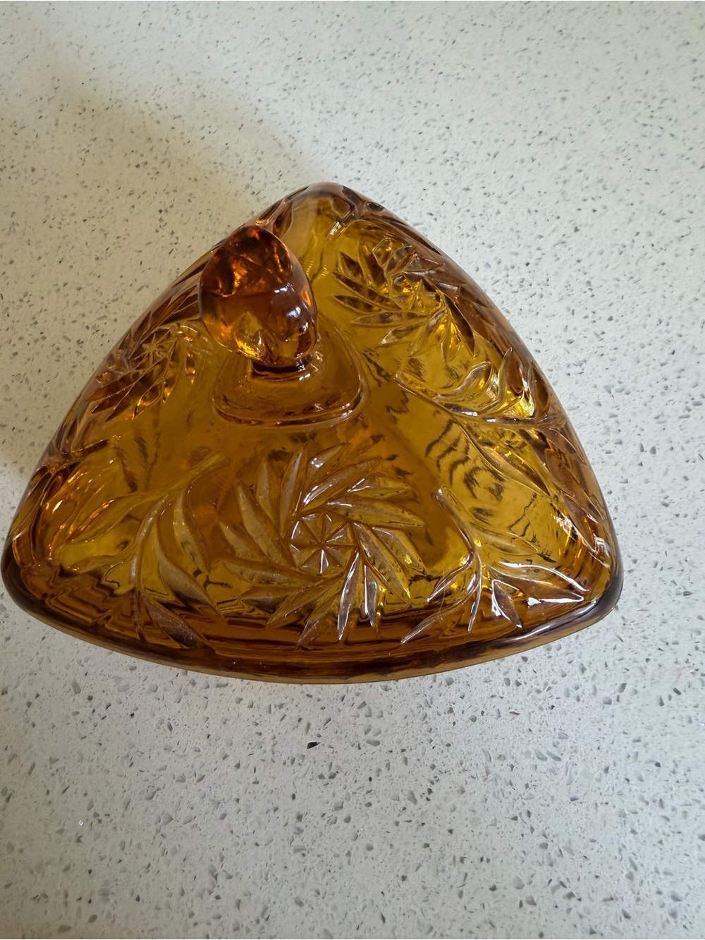 Vintage Amber glass triangle candy dish